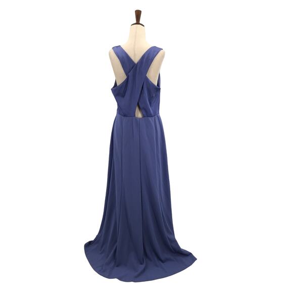 DKNY SZ 12 L slate blue scuba crepe cross back maxi dress NEW B94 - Picture 1 of 7